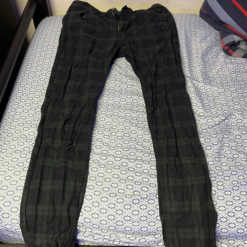 Blue and green plaid pants